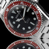 Borealis Bull Shark V2 Black Dial Mercedes Hands no Date Red Ceramic Bezel BBSV2AD