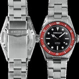 Borealis Bull Shark V2 Black Dial Mercedes Hands no Date Red Ceramic Bezel BBSV2AD