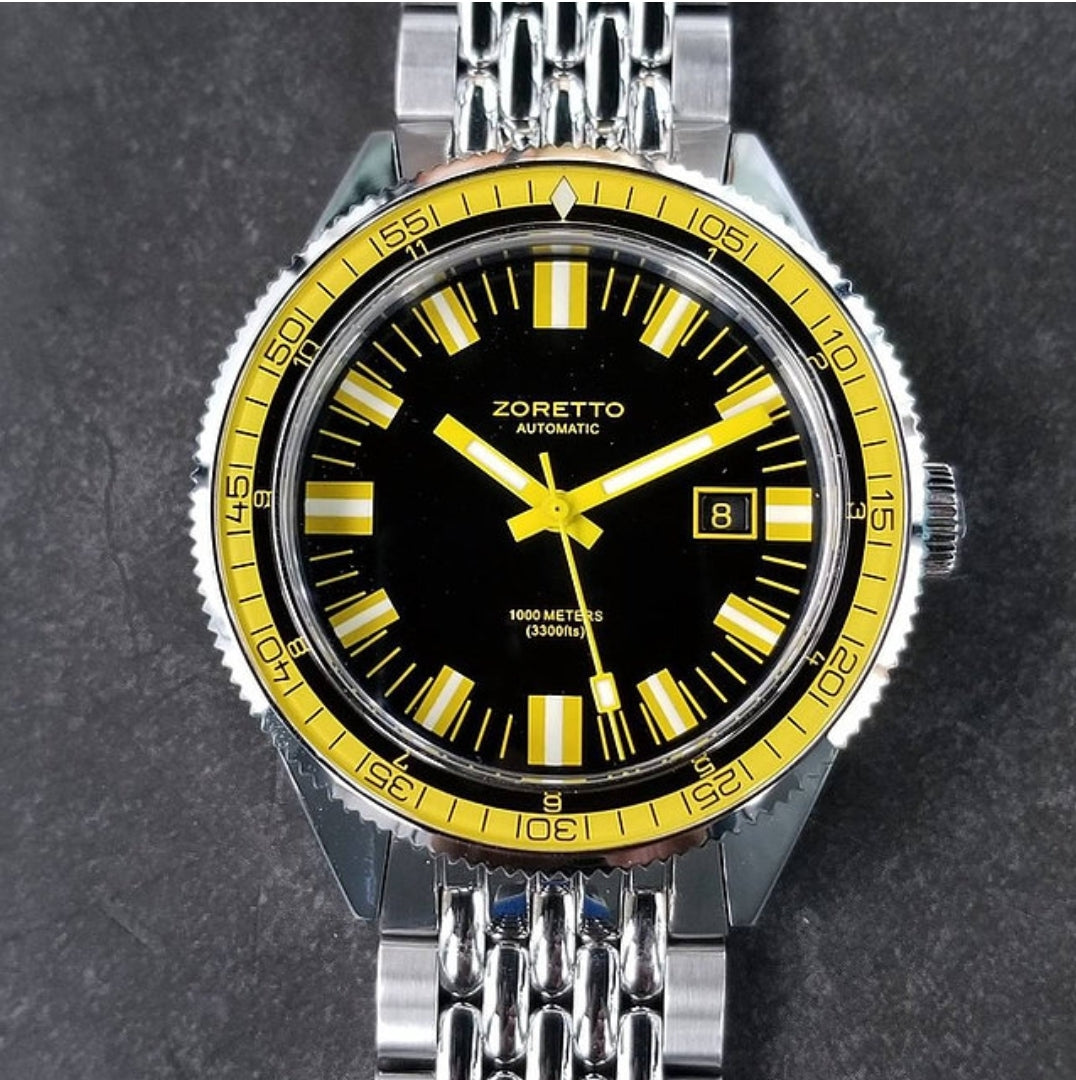 Zoretto Jota 1000m diver Black Yellow Bezel watch – WShop360