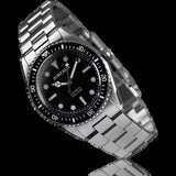 Borealis Bull Shark V2 Black Snow Pattern Dial Mercedes Hands no Date BBSV2AA