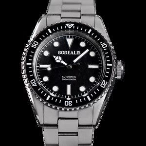 Borealis Bull Shark V2 Black Snow Pattern Dial Mercedes Hands no Date BBSV2AA