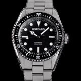 Borealis Bull Shark V2 Black Snow Pattern Dial Mercedes Hands no Date BBSV2AA