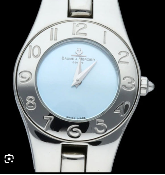 Baume & Mercier Linea Steel on Bracelet Blue Dial Women's Luxury Watch. 24.5mm pre-owned