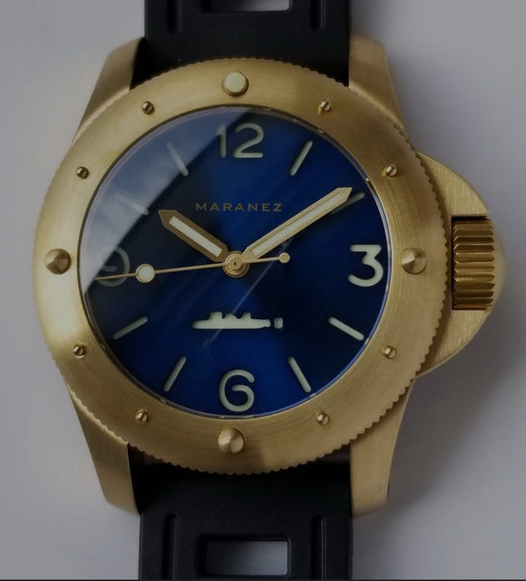 Maranez Rawai Brass Blue Face Watch