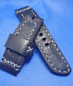 Custom Vintage Leather Strap  24mm (Black)