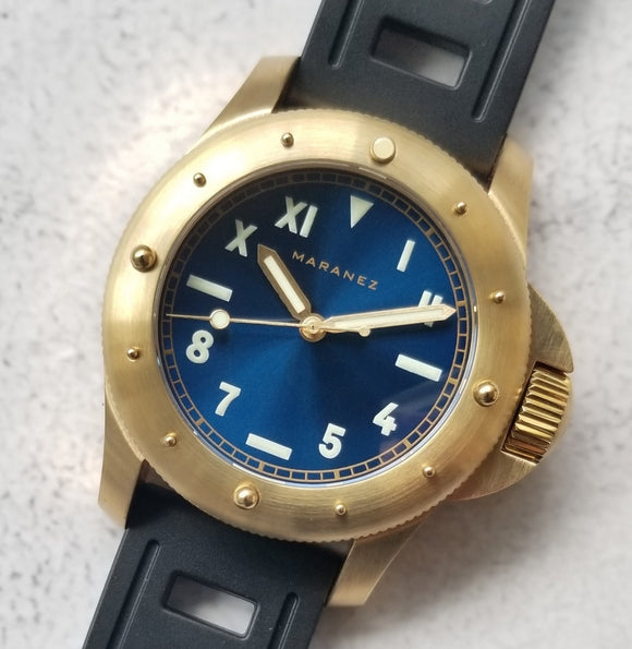 Maranez Rawai Brass Watch Cali dial blue