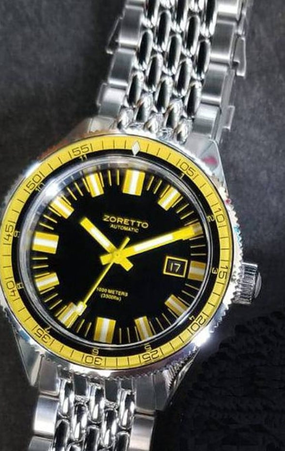 Zoretto Jota 1000m diver Black Yellow Bezel watch – WShop360