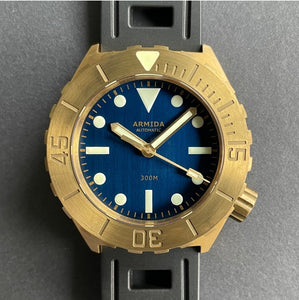 ARMIDA A1 42mm 300m Brass Dive Watch Blue no date