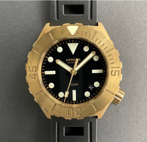 ARMIDA A1 42mm 300m Brass Dive Watch Black date