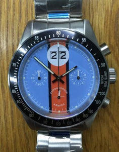 Armida A10 Chronograph blue dial black bezel watch
