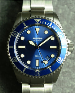 Armida A2 Dive Watch blue sunray dial brushed case