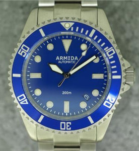 Armida A2 Dive Watch blue dial brushed case