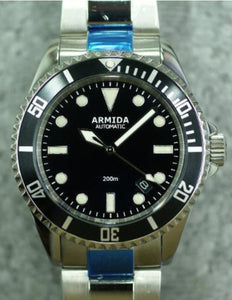 Armida A2 Dive Watch black polished case date