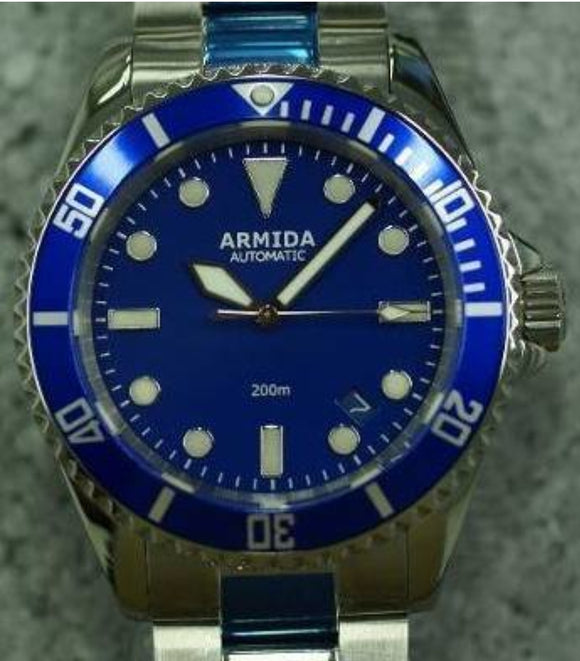 Armida A2 Dive Watch blue dial polished case