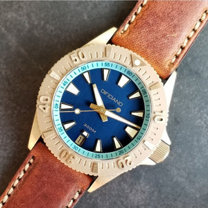 DIFICIANO Barracuda Brushed Blue Bronze Lumed chapter ring 300m Dive Watch 36mm