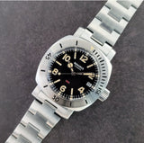 Benarus Moray Watch 38 steel black numbers dial vintage lume date