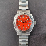 Benarus Moray Watch 38 steel orange numbers dial C3 lume date
