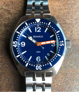 Benarus Bonito Dive Watch blue brushed