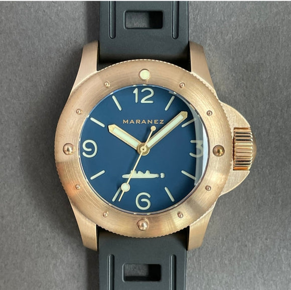 Maranez 42mm Rawai Bronze Blue Face Watch